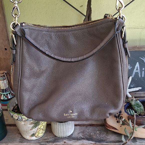 Kate Spade Taupe Leather Crossbody Bag - Picture 1 of 7